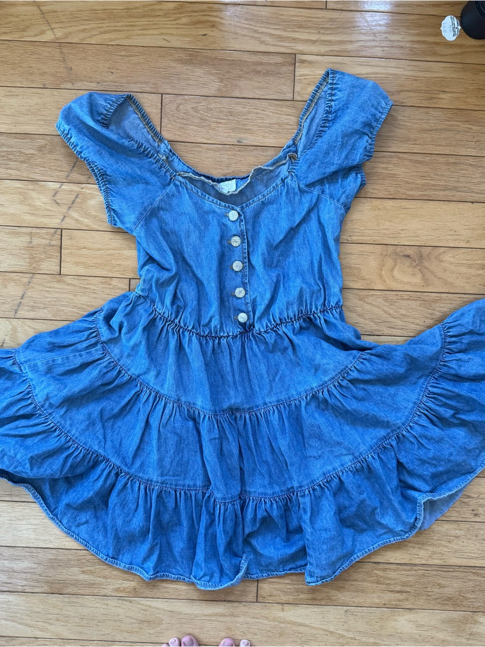 Y2K Moda International Denim Ruffle Mini Dress Tiered Babydoll Size 4